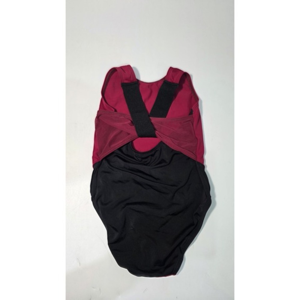 GK Elite Child CM Gymnastics Leotard Maroon And Black - Picture 1 of 7